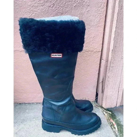 Hunter Steamboat Leather & Suede Shearling Boot - Picture 3 of 3